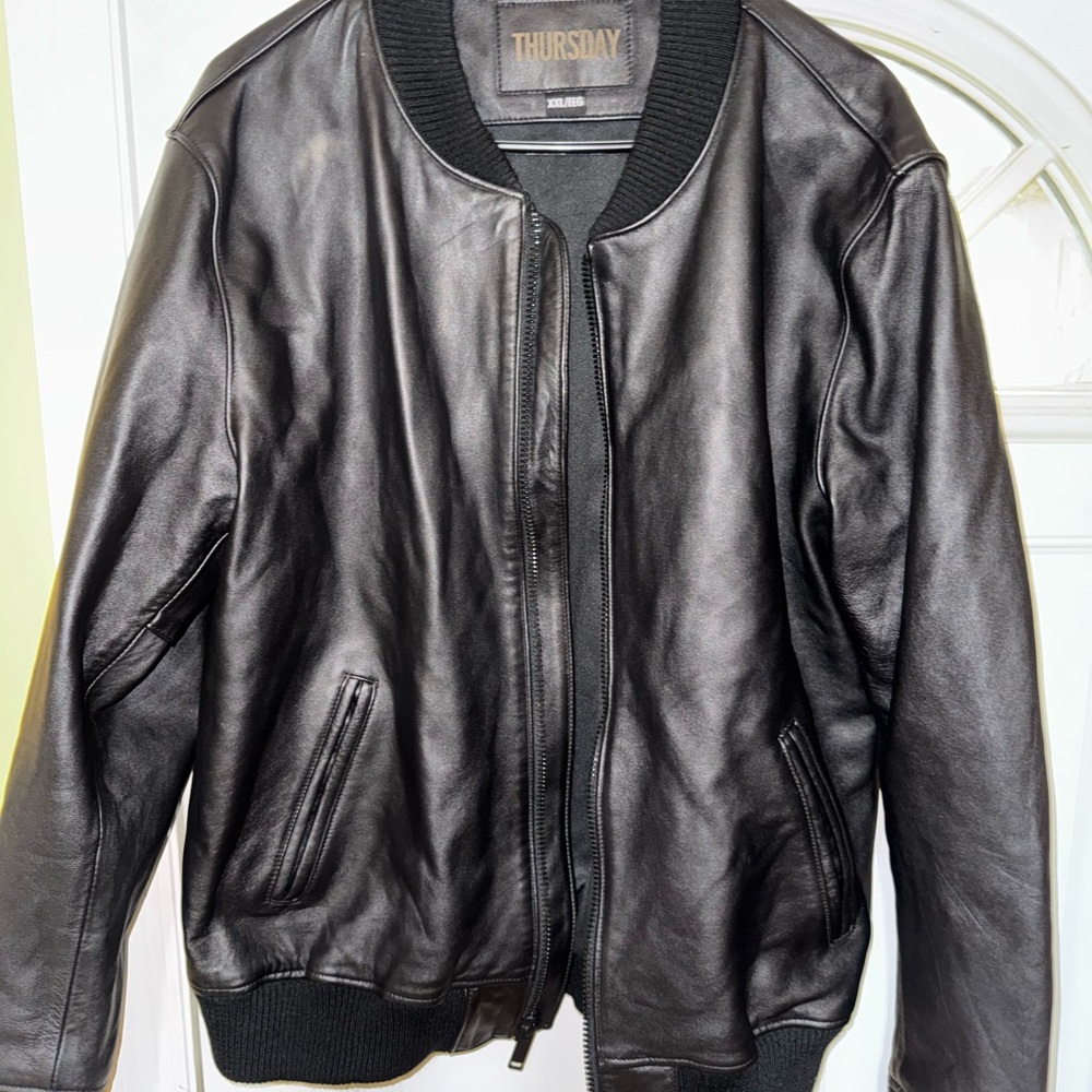 Thursday Boot Company Dark Leather Bomber Jacket
